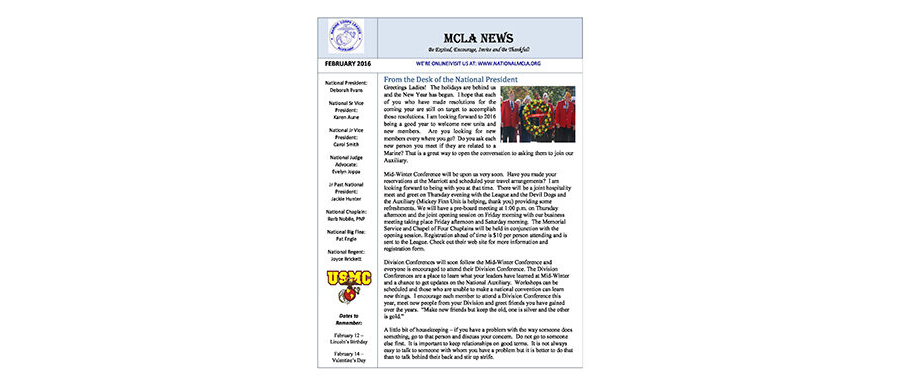 2016 February Newsletter