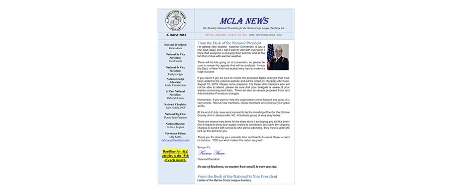 2018 August Newsletter