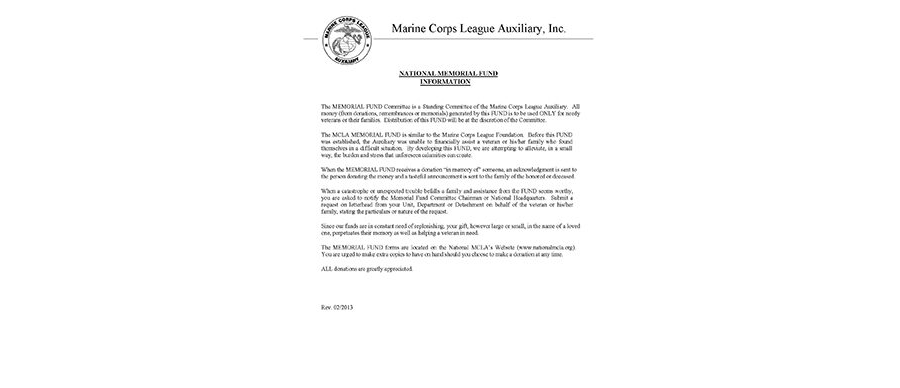 Memorial Fund Information10-20