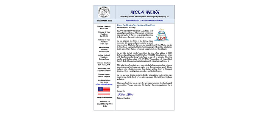 2016 November Newsletter