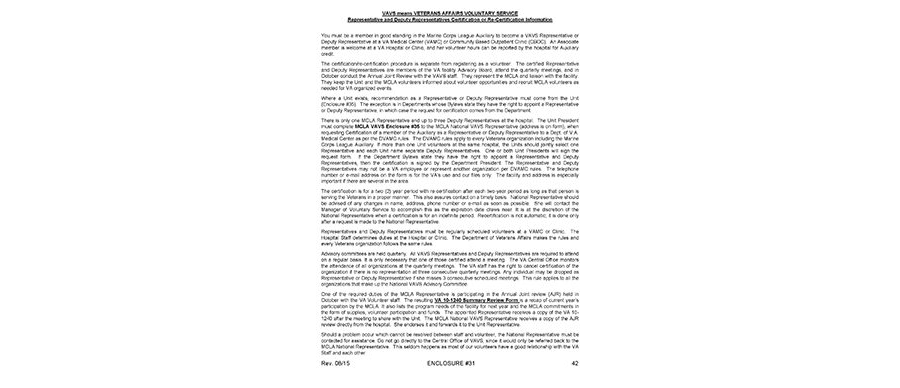 Enclosures 31-34 (VAVS Information)
