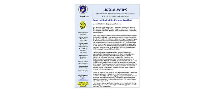 2019 August Newsletter