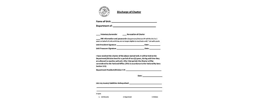 Discharge of Charter Form